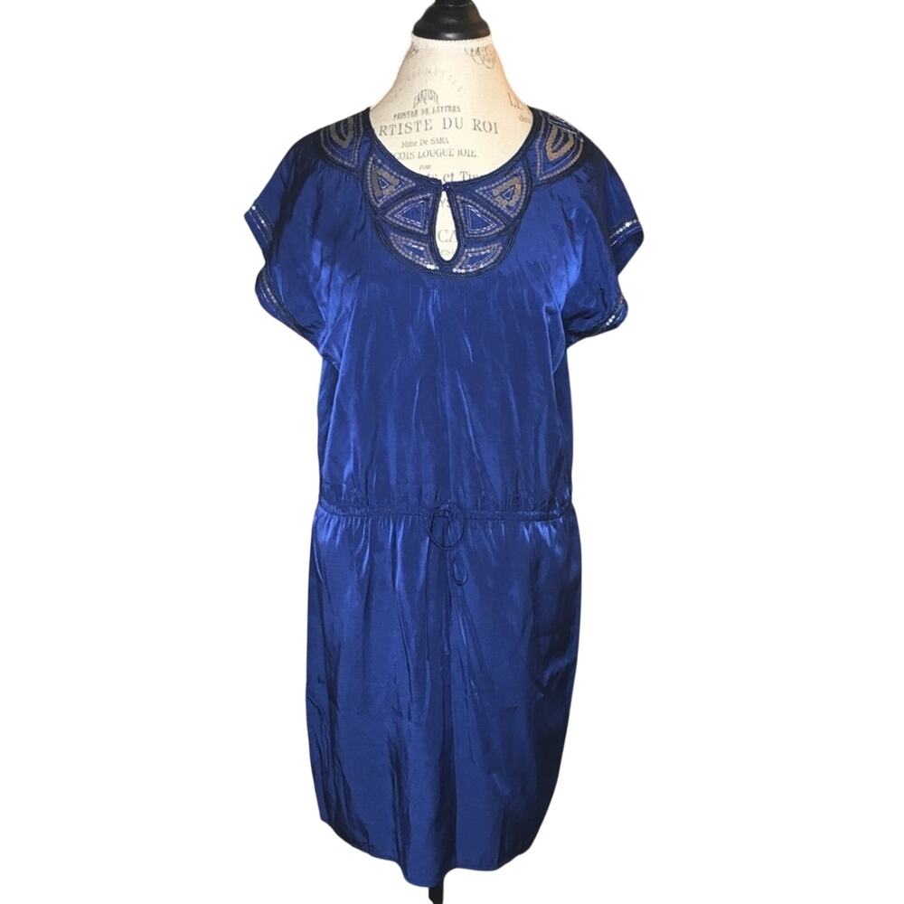 CV by Cynthia Vincent Keyhole Dress In Blue Women's Size Medium